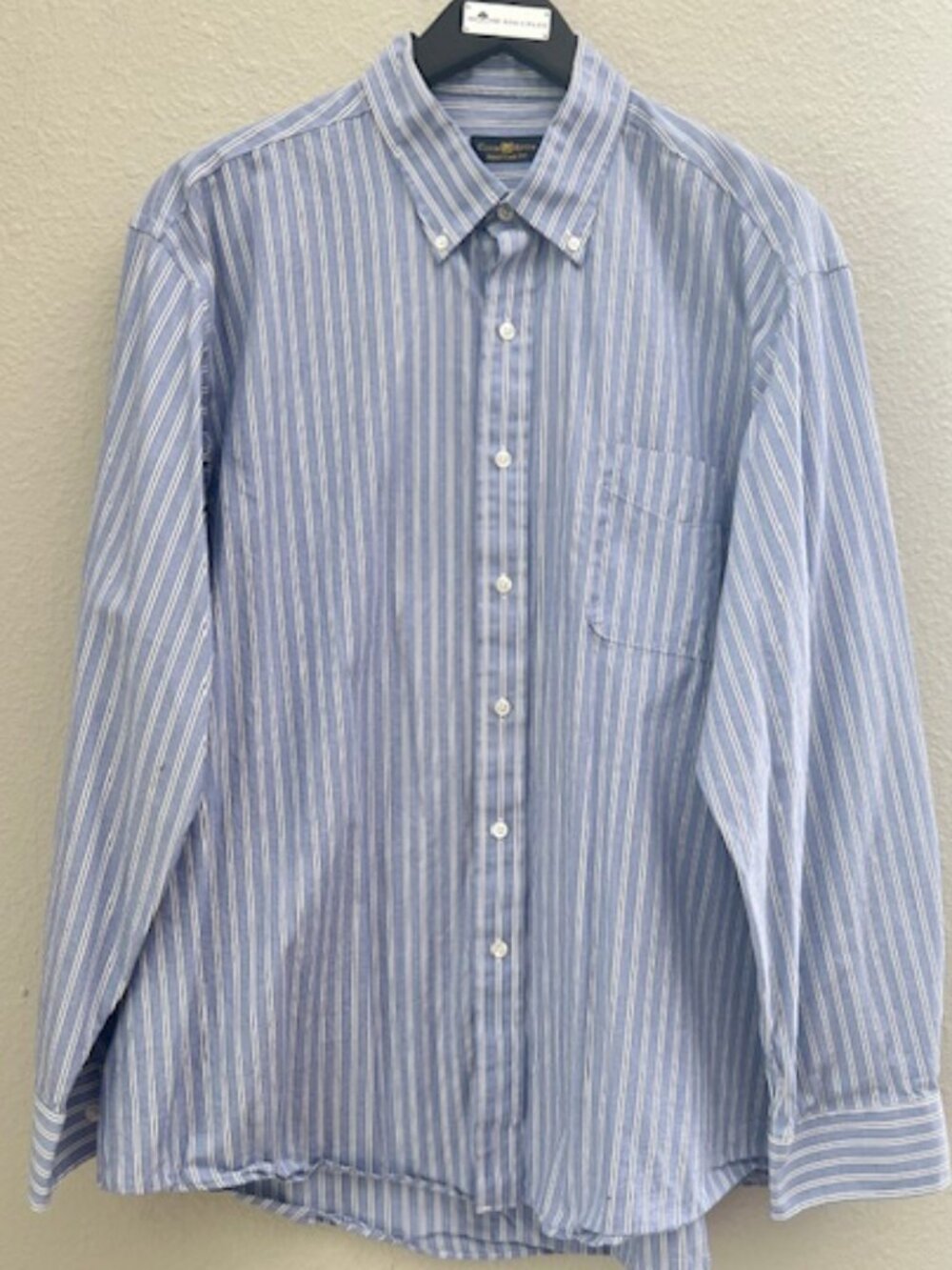 Club Room Mens Regular Fit Wrinkle Free Button Down Shirt (17.5-34/35, Blue)